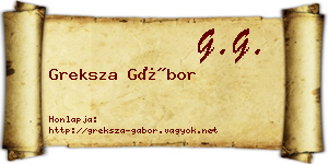 Greksza Gábor névjegykártya